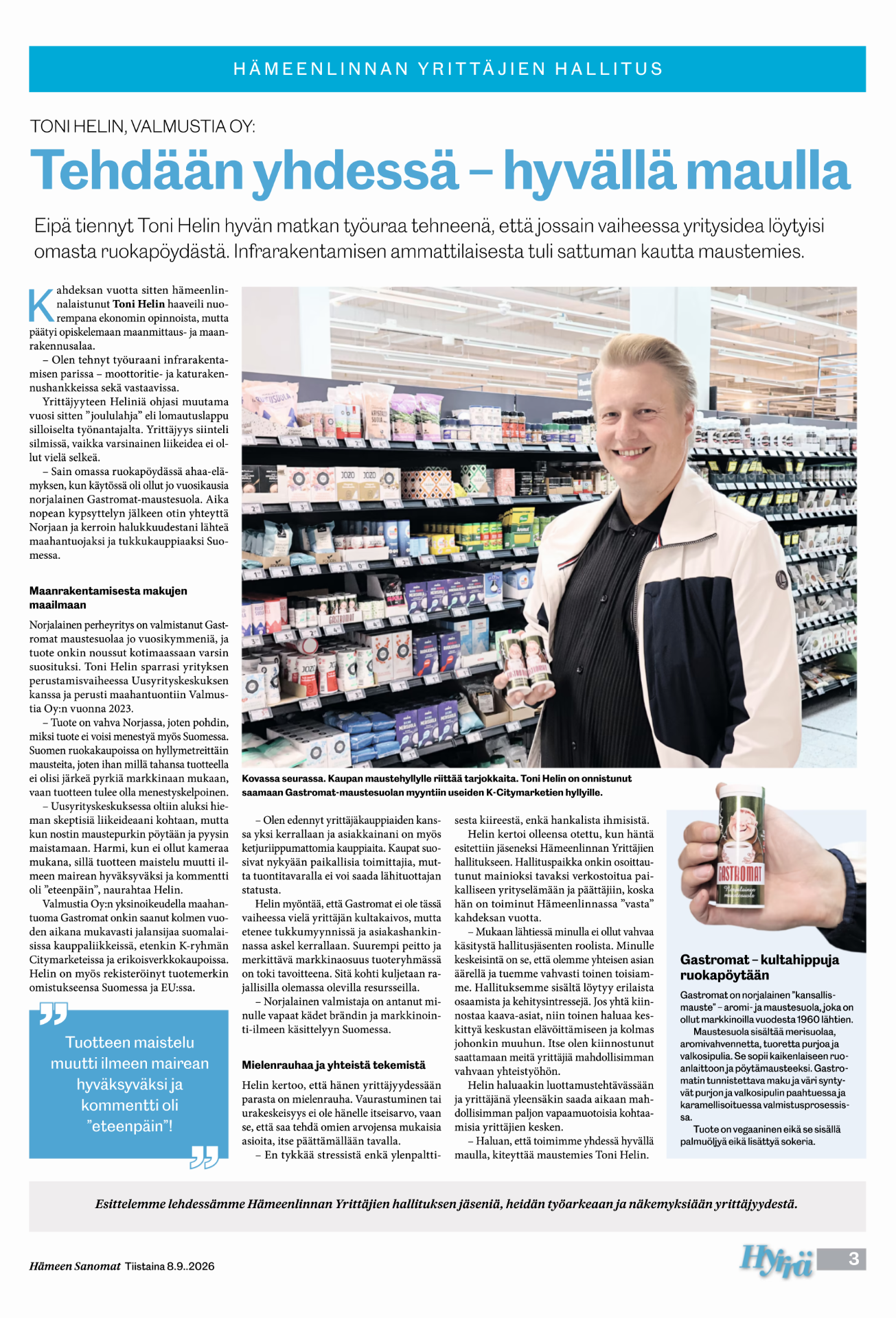 Kuinka Tonista tuli Gastromatin maahantuoja